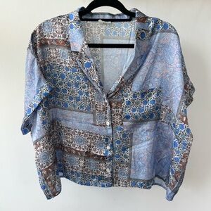 Anthropologie dRA Silky Patchwork Buttondown Medium